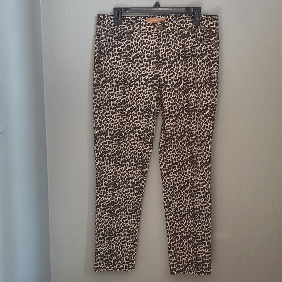 Ellen Tracy Pants Womens Animal Print Leopard Cheetah Print Betty Slim Ankle - Picture 1 of 5